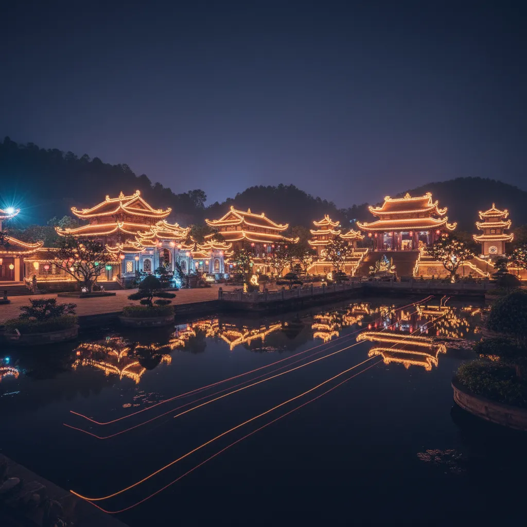 Hình ảnh khu du lịch Ninh Bình chùa Bái Đính về đêm